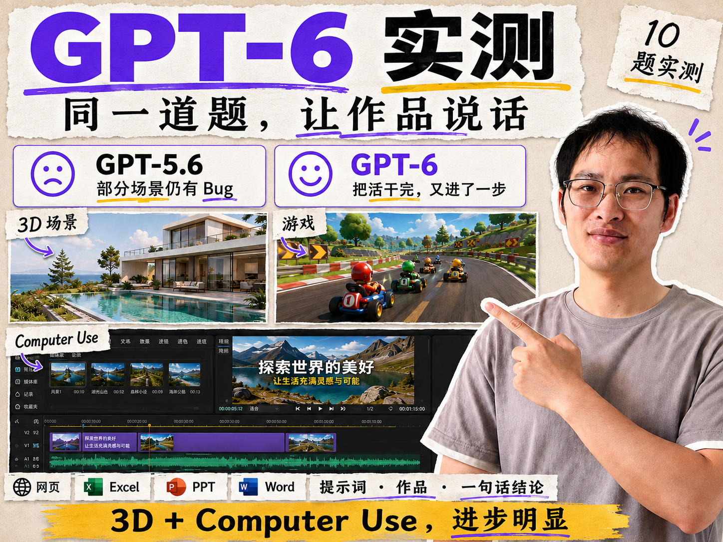 GPT-6 实测封面：GPT-5.6 与 GPT-6 对比、3D、游戏和 Computer Use 案例